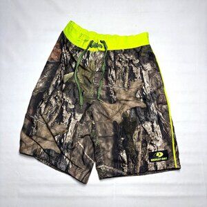 Mossy Oak Camo w/ Hi-Viz Green Trim Swim Gym Outdoor Mesh-Lined Shorts Mens Med